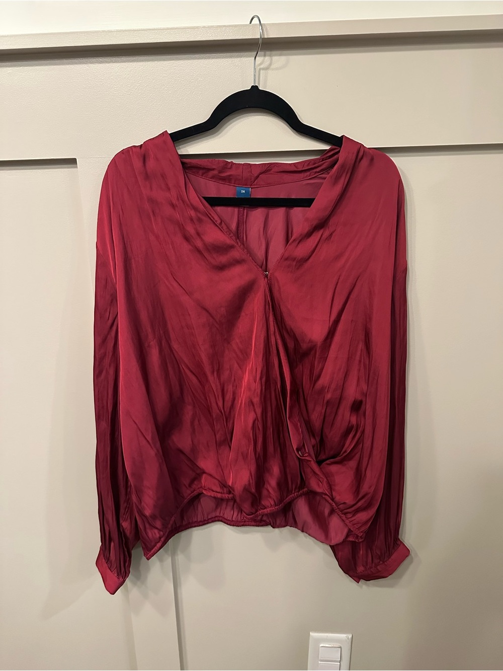 Old Navy Satin Wrap-Front Blouse - Wine
